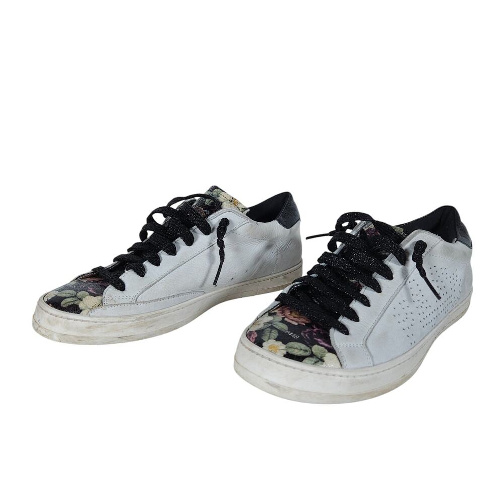 P448 Womens Sneakers EU 39 Floral Leather Low Rise Lace Up Boho Casual Shoes